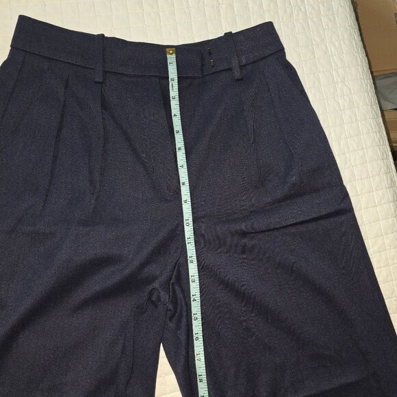 Banana Republic Womens Navy Wide-Leg Pleated Trousers, Size 4 Polyester/Viscose - Picture 5 of 7